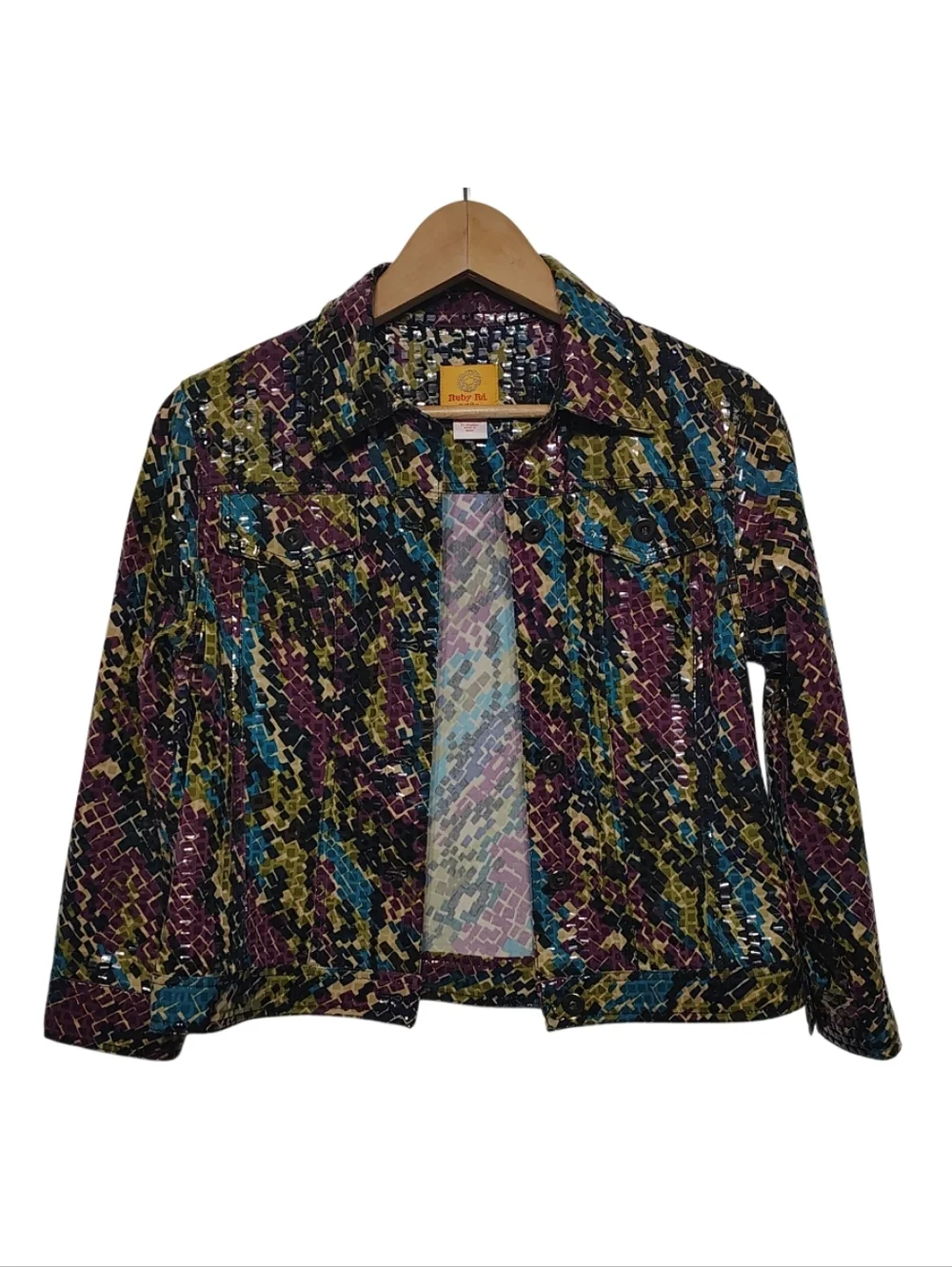 Ruby Rd Shimmering Trucker Style Jacket Size 4P - Picture 5 of 11